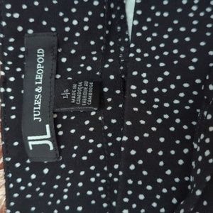 NEW Jules & Leopold Pull On Pants L Black White Polka Dot Slim Leg Ankle Length,